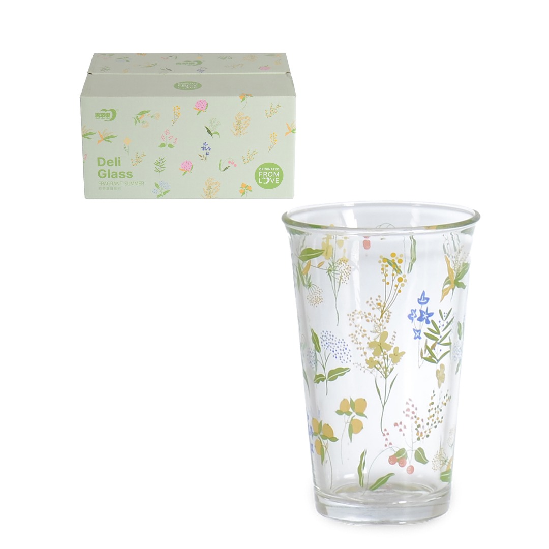 Y5211T CICEK DESENLI CAM BARDAK 380 ML