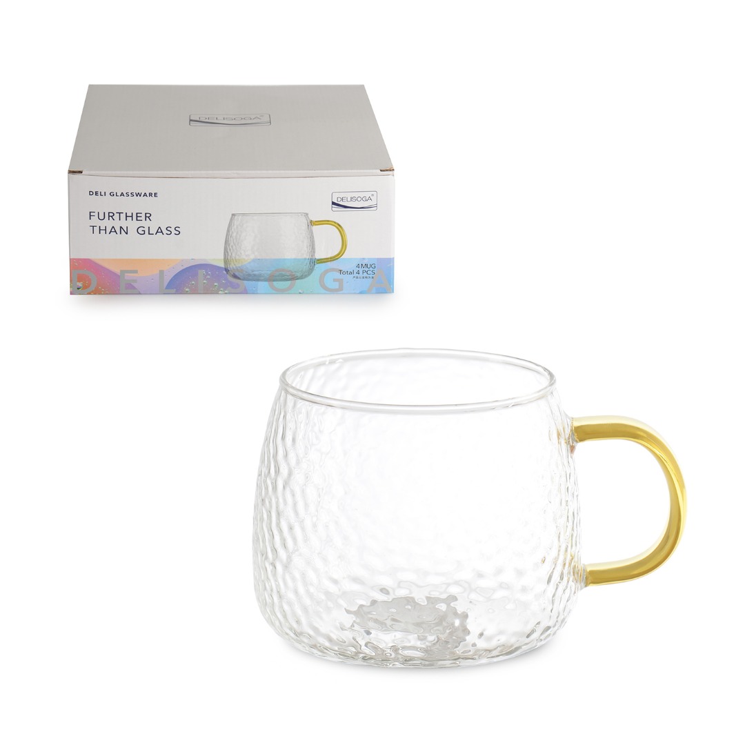 GPZB79Y RENKLI KULPLU CAM KUPA 490 ML