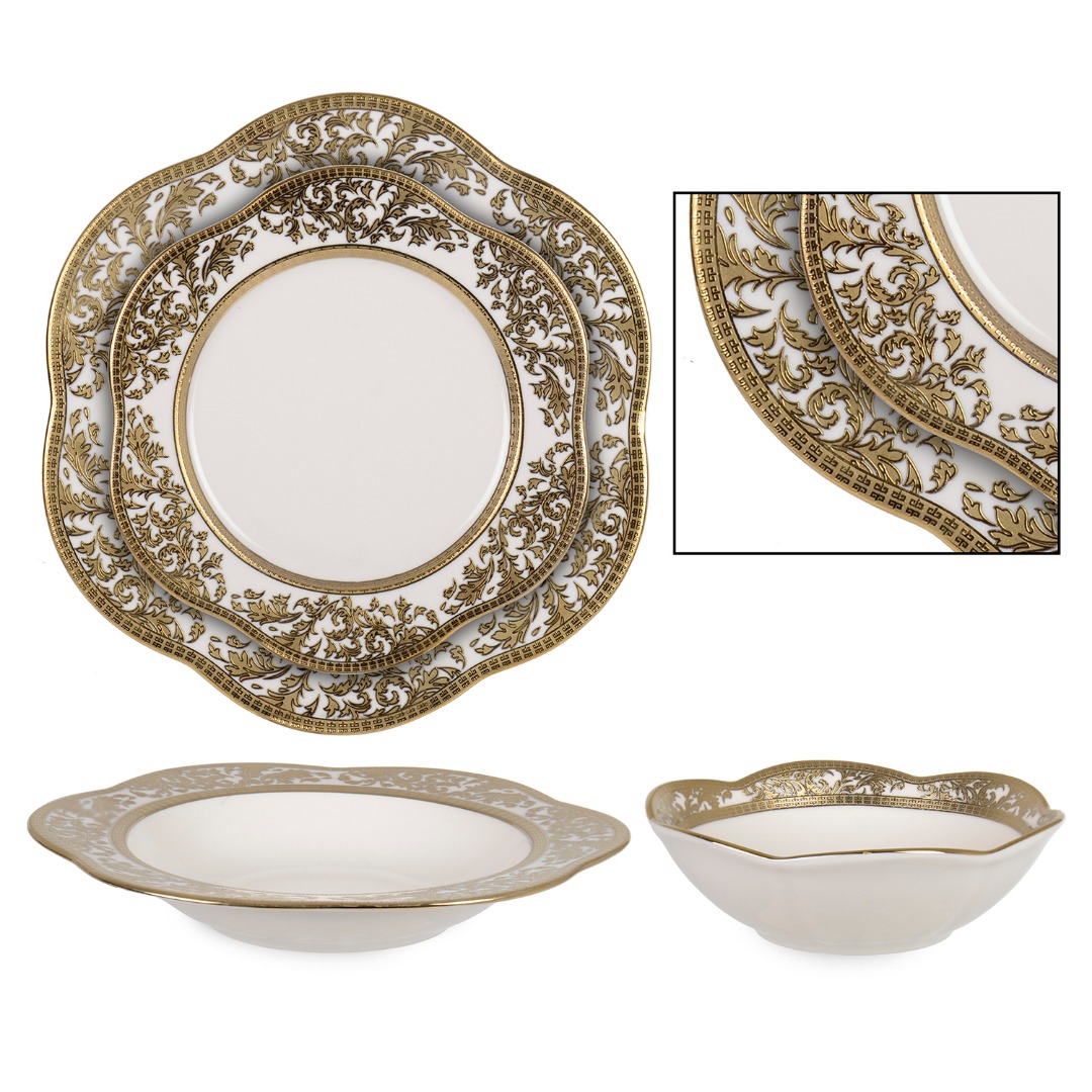 BLO-24 #CREAM OG-21928# PVD YALDIZLI 24PARCA BLOOMAN YEMEK TK