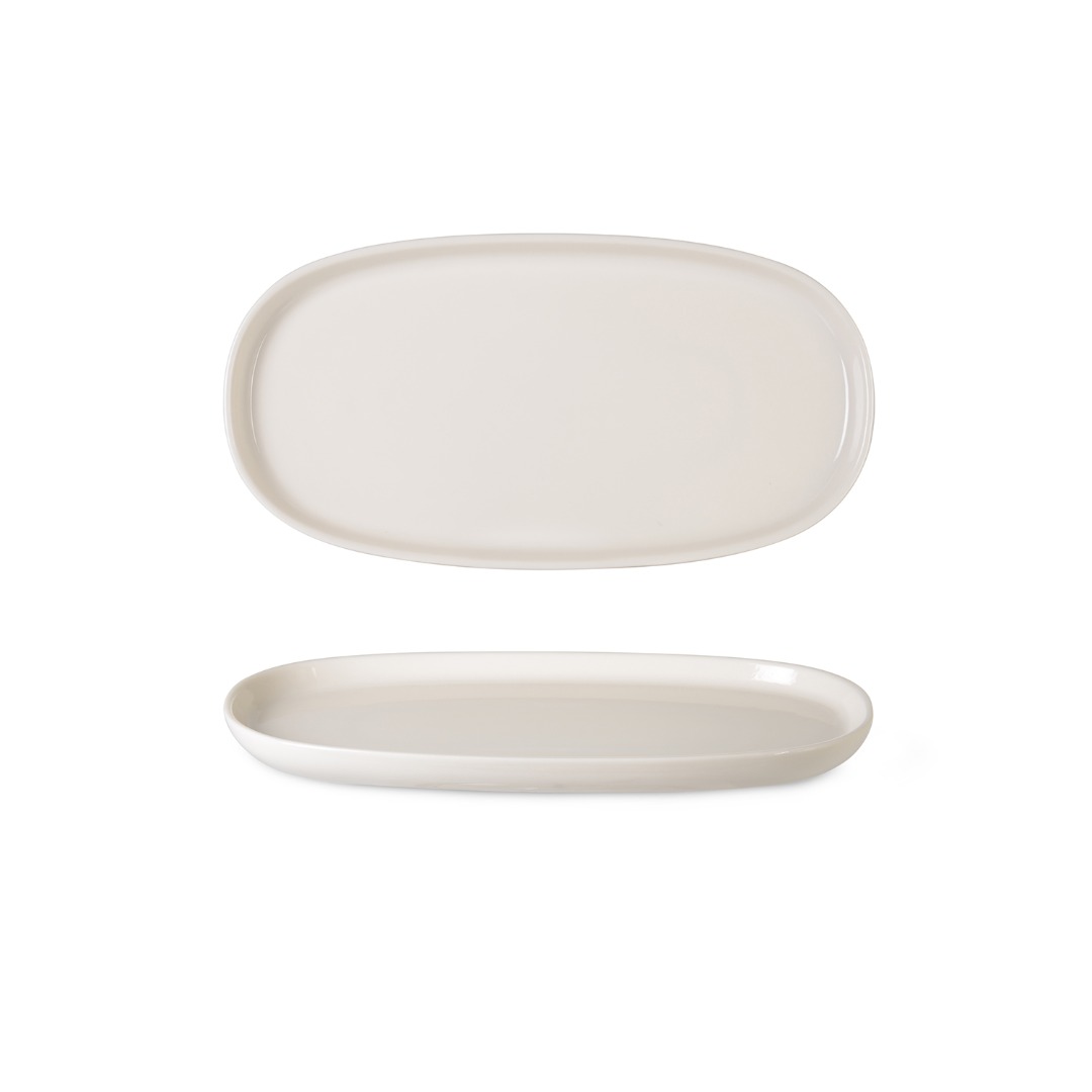 TLD25OKT-KR PORS. TOLEDO OVAL KAYIK TABAK 25cm KREM IPEK