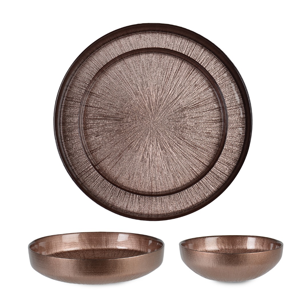 TOLEDO 24 PCS YEMEK TAKIMI METALIK KAHVE