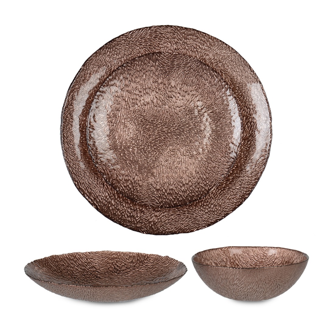 15901-15902 ARMONI 24 PRC.YEMEK TAKIMI KAHVE 28 CM/21CM/21CM/15/CM