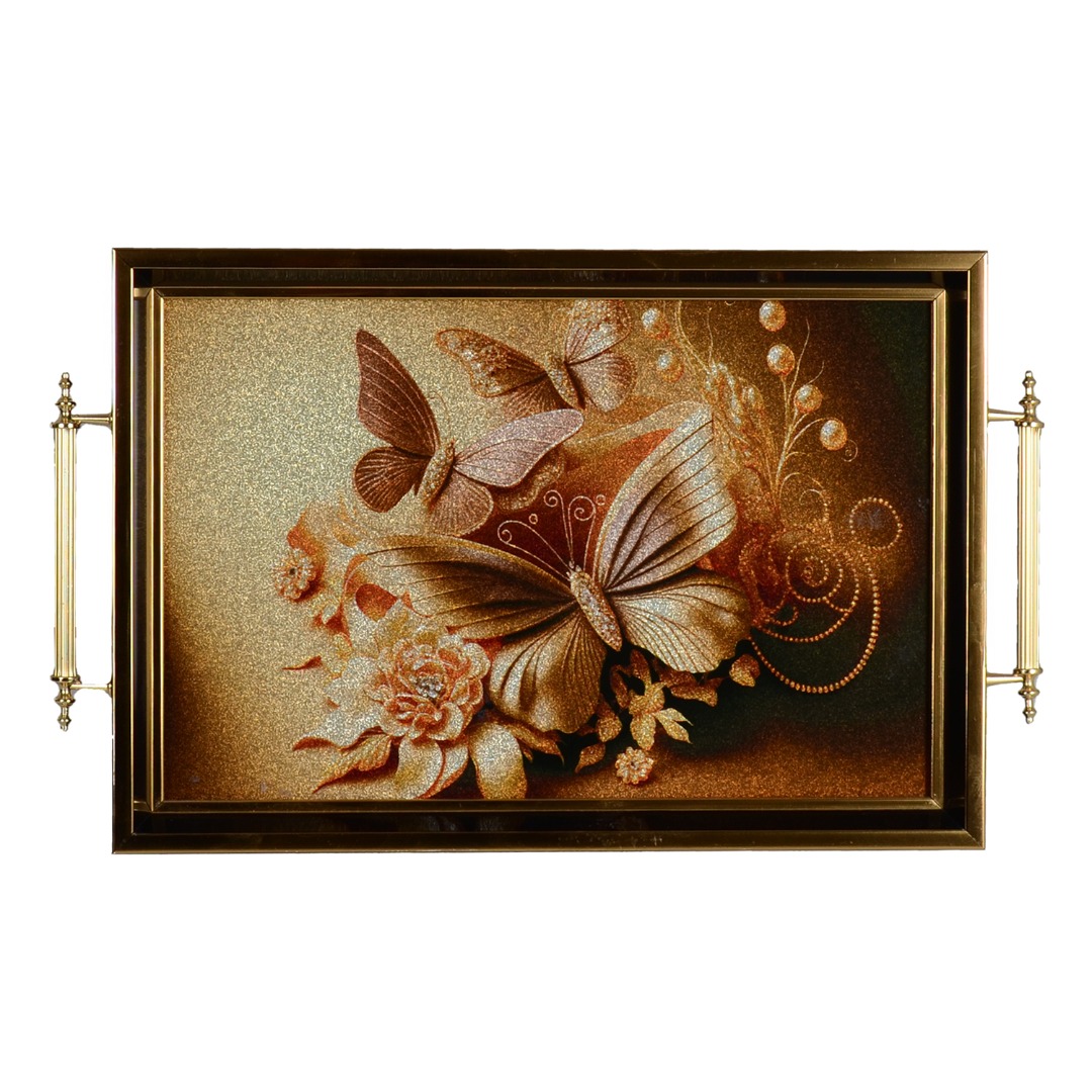 152.AVR.TEP.001-9 ALTIN KELEBEKLI CANCANLI TEPSI