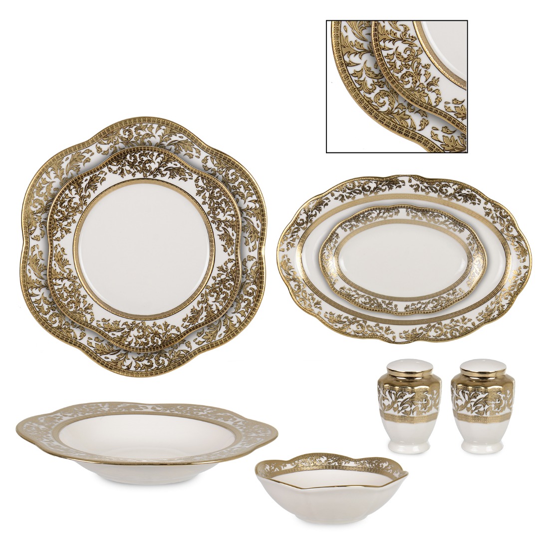 BLO-55 #CREAM-OG-21928# PVD YALDIZLI 55PARCA BLOOMAN YEMEK TK