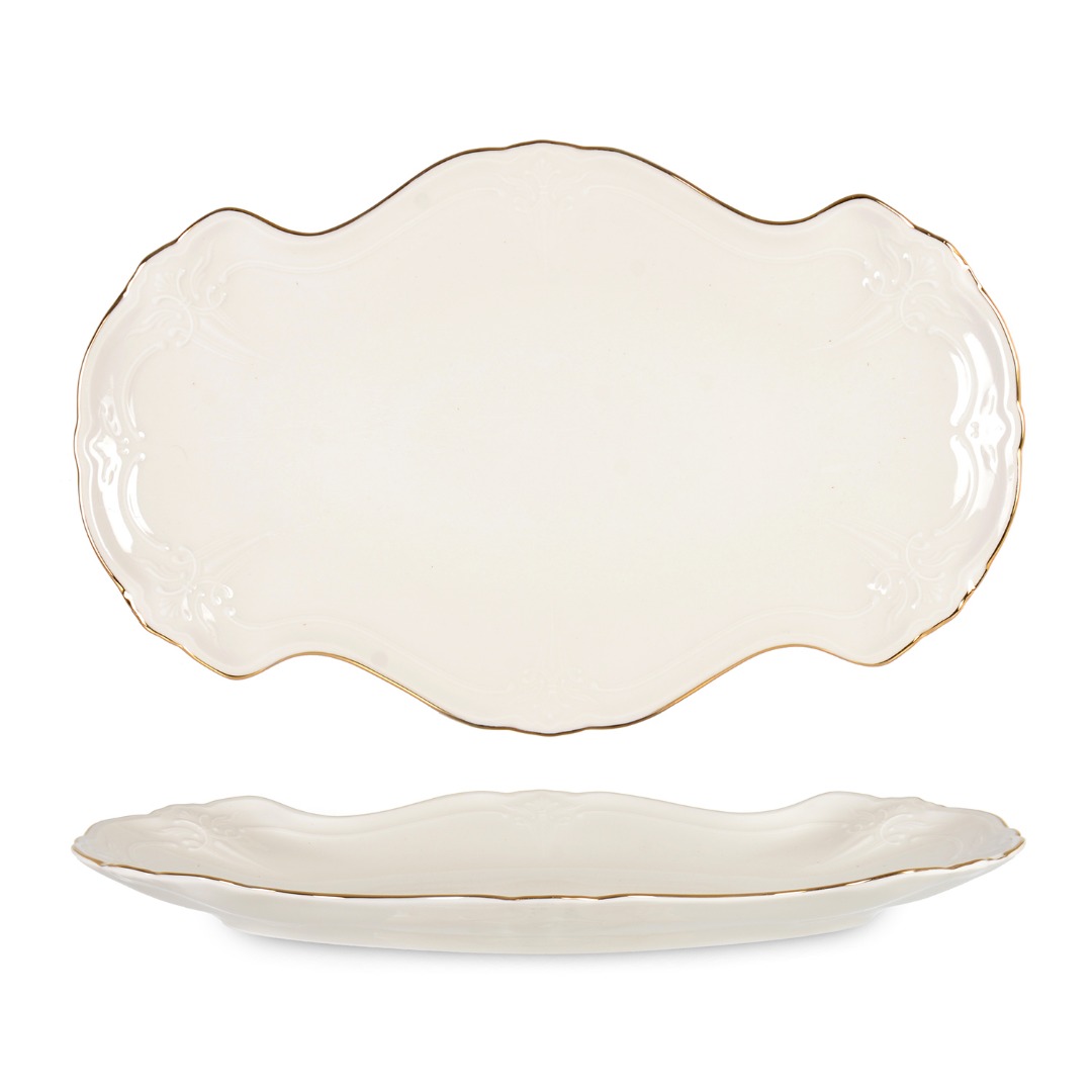 BRN-39OVP/G YALDIZ #CREAM# PORS. OVAL TABAK 39 CM BARONESE