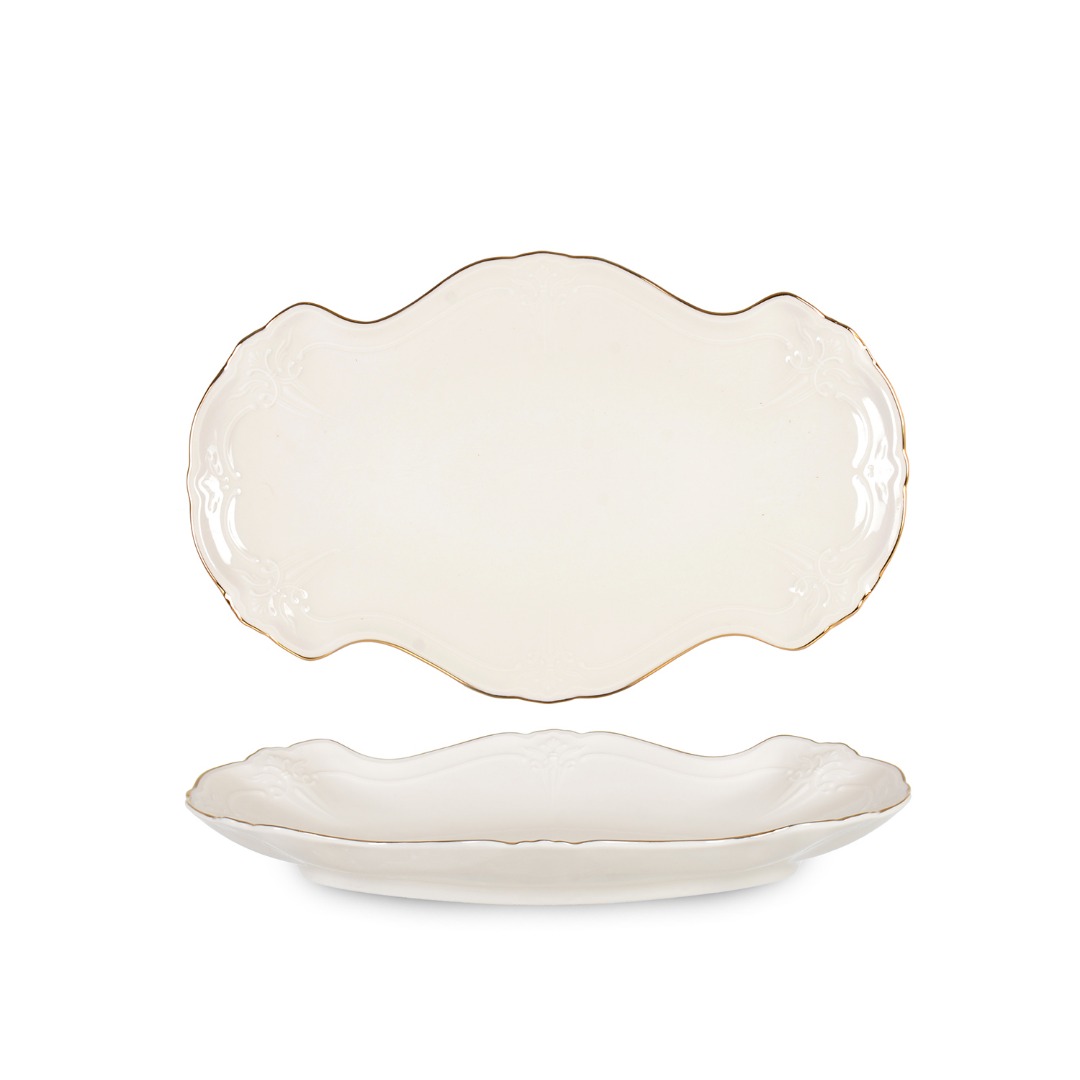 BRN-26OVP/G ALT. YALDIZ #CREAM# PORS. OVAL TABAK 26 CM BARONESE