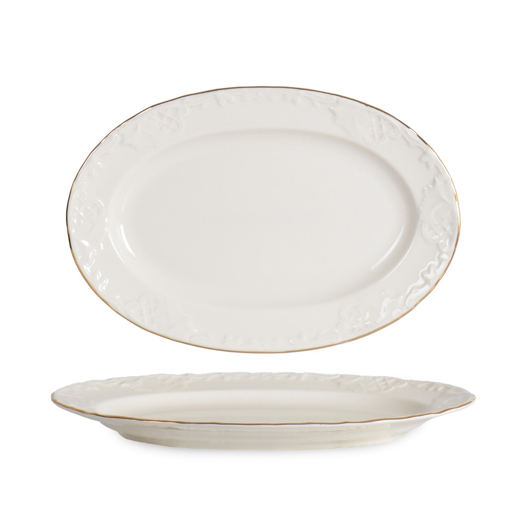 ROS-27G #CREAM ALTIN YALDIZLI# 27 CM ROSSENHEIM KAYIK TABAK