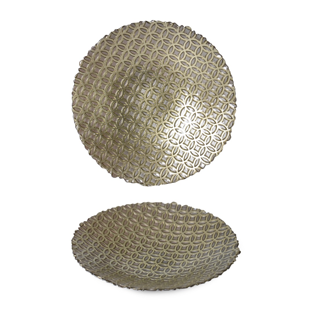 (NET) 17881 ESKITME ALTIN YUVARLAK TABAK-30 CM NET