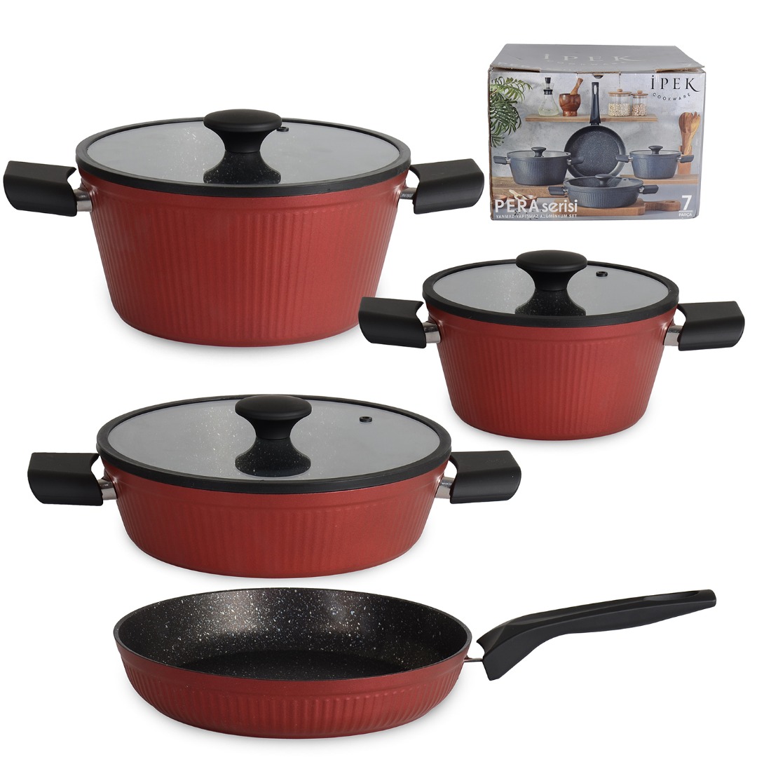 (NET) 7 PRC EZME SIYAH SET KIRMIZI NET