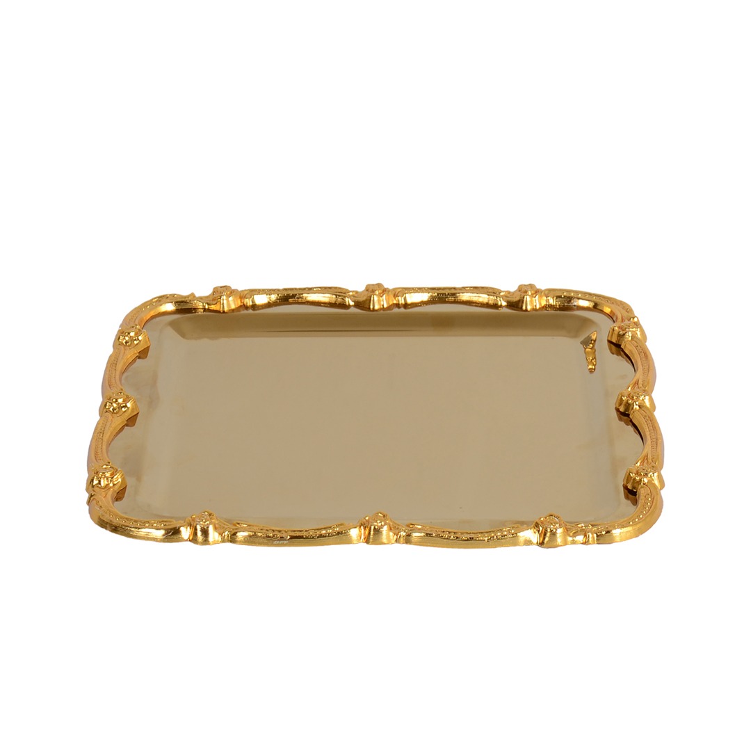MNR-TE013 KARE GULHANE SUNUM TEPSISI GOLD 23*23